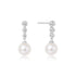 Silver Tennis Beaded Stone Shell Pearl Drop Stud Earrings